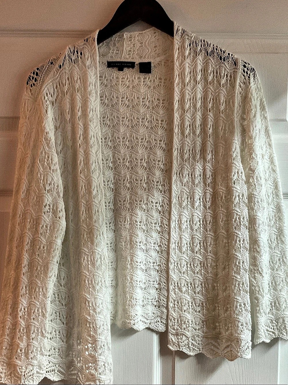 Jeanne Pierre Lace Knit Cardigan Cream Large Like New